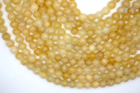 Yellow Jade Gemstone Beads, 8mm, Round
